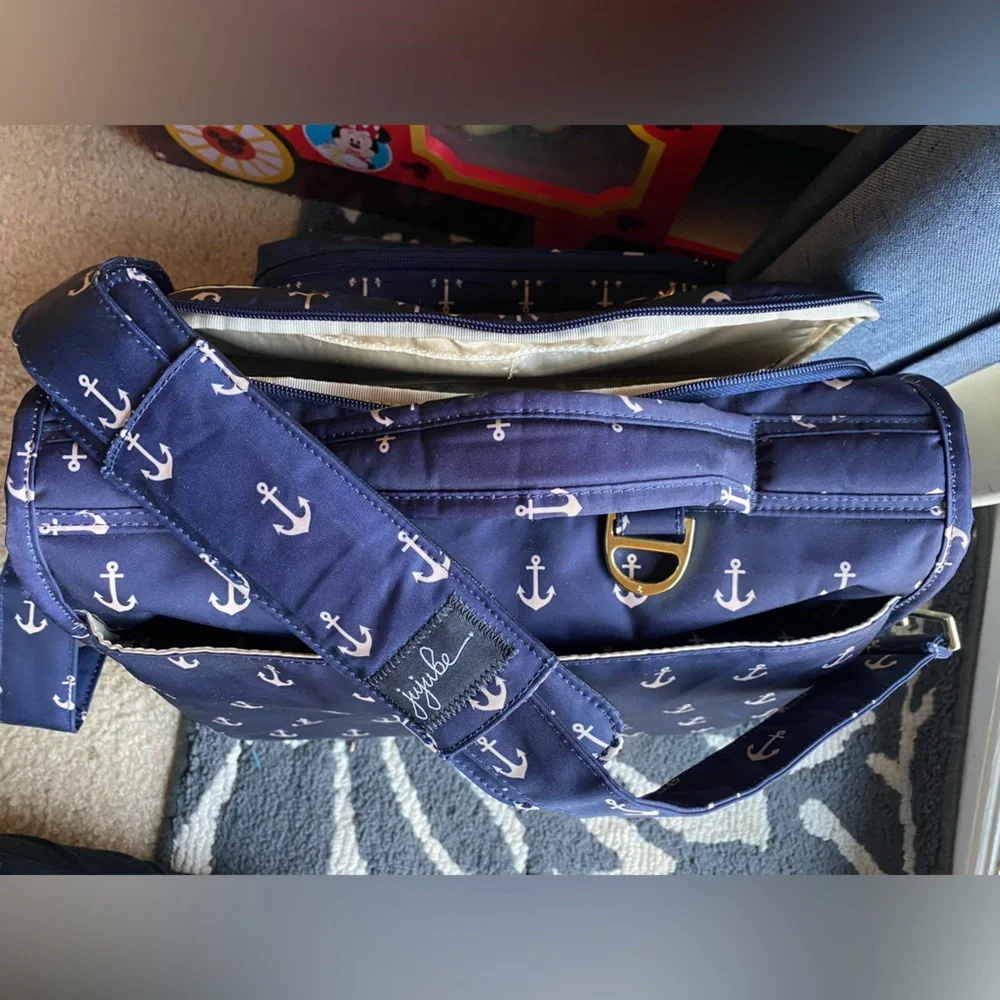 Ju-Ju-Be Navy and Gold Anchor Print Diaper bag